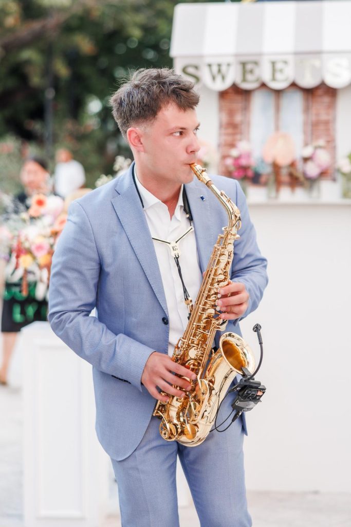 Live saxophone performance with DJ